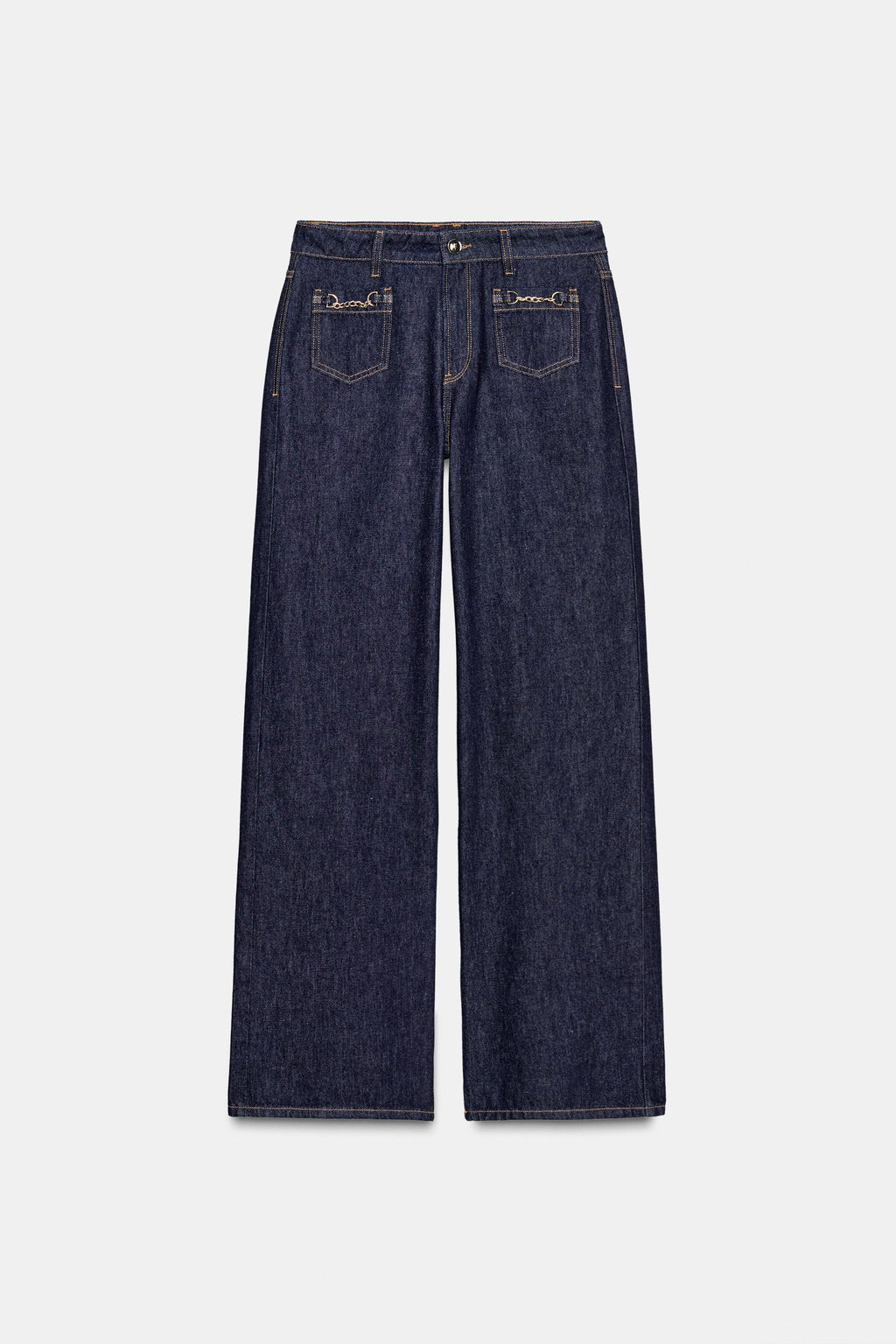 Z1975 MID-WAIST WIDE-LEG JEANS WITH CHAINS - Zara фото 6