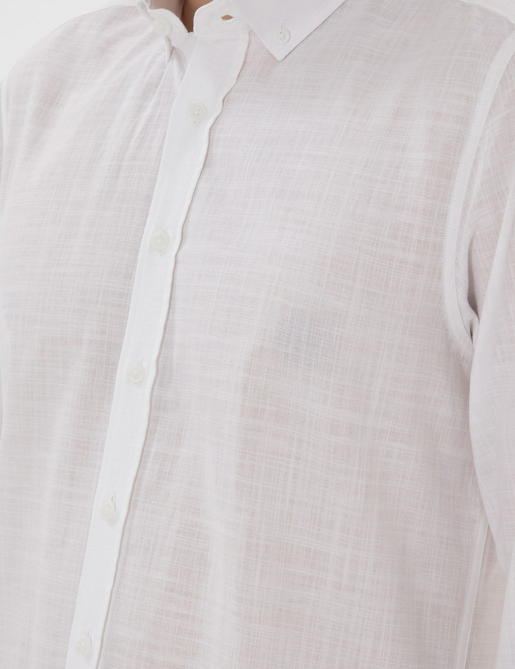Beyaz Slim Fit Keten G_r_n_ml_ G_mlek