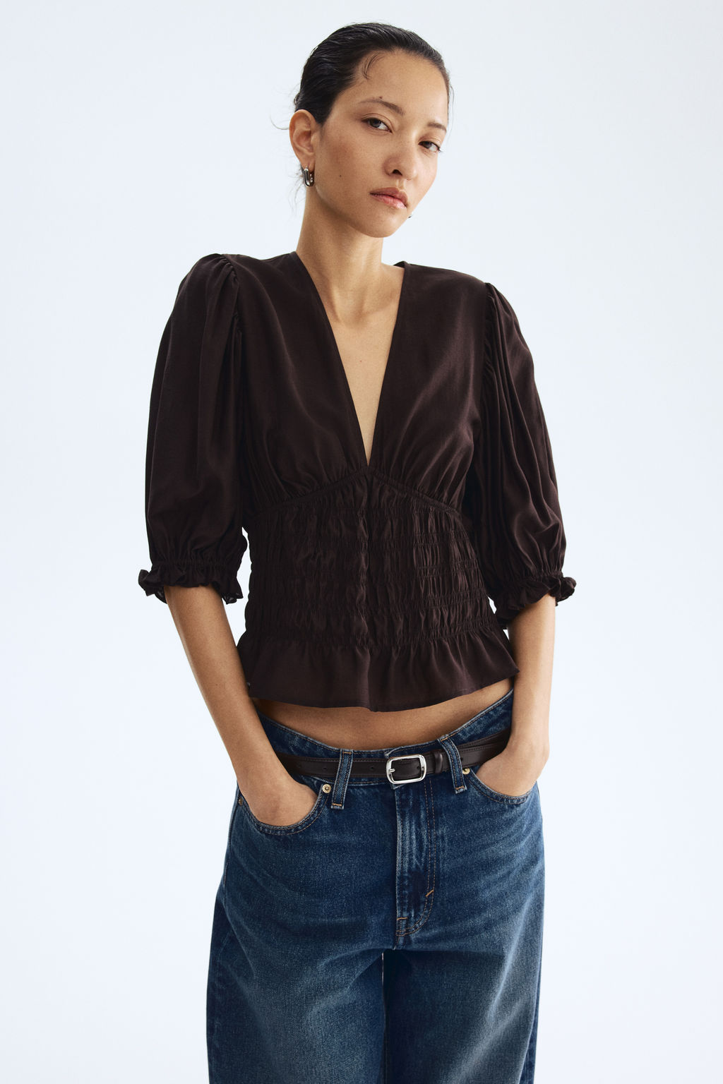 Blusa con cintura nido de abeja - H&m фото 4