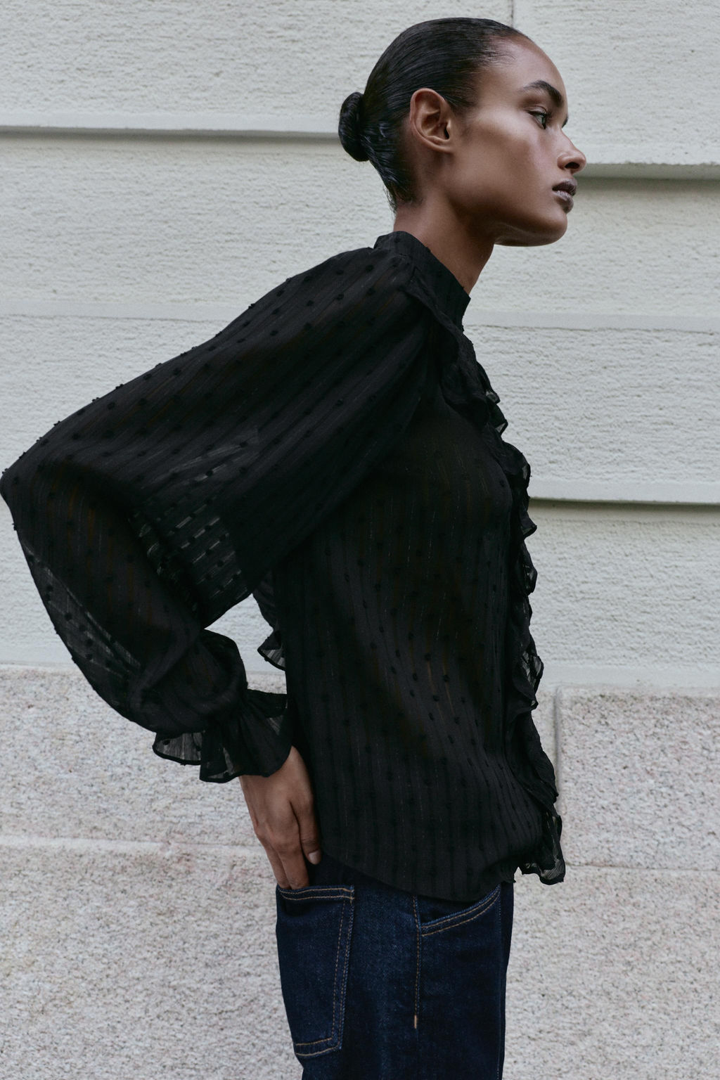 LACE DOTTED MESH SHIRT - Zara фото 2