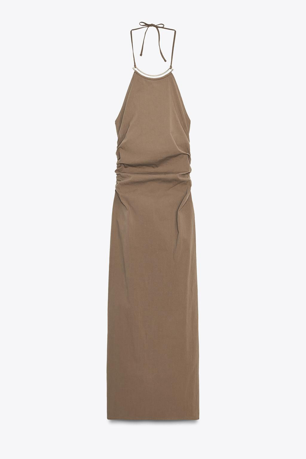HALTER MIDI DRESS WITH DETAIL - Zara фото 8