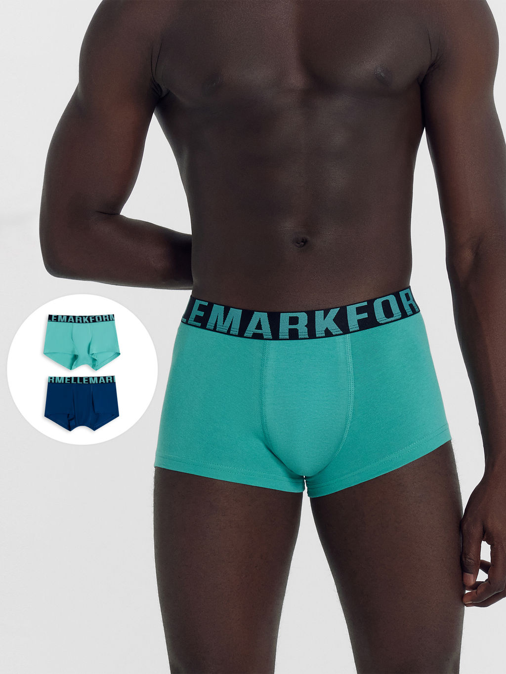 Трусы мужские боксеры мультипак (2 шт.) в бирюзовом и тропическо-синем цвете бирюза +тропический синий 411188-2