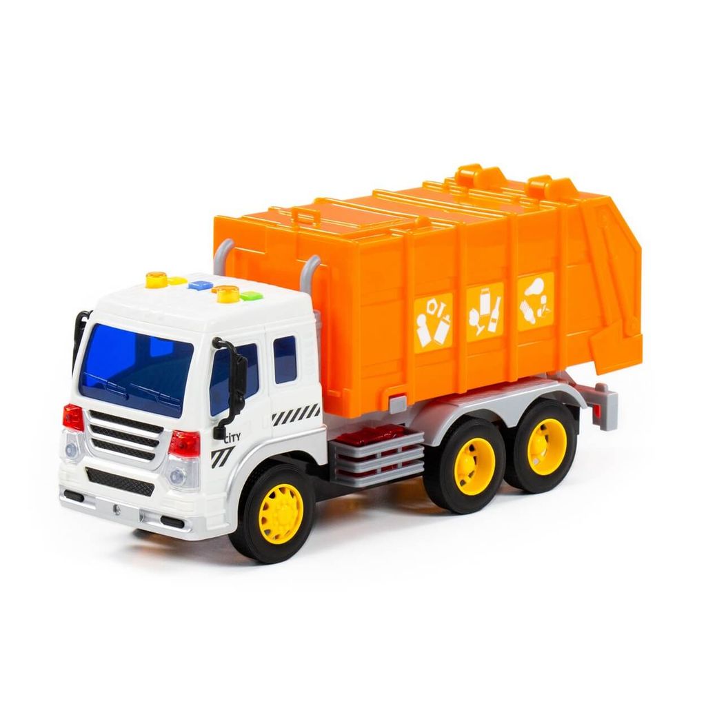 Сити, автомобиль коммунальный инерционный (со светом и звуком) (оранжевый) (в коробке) - Полесье фото 2