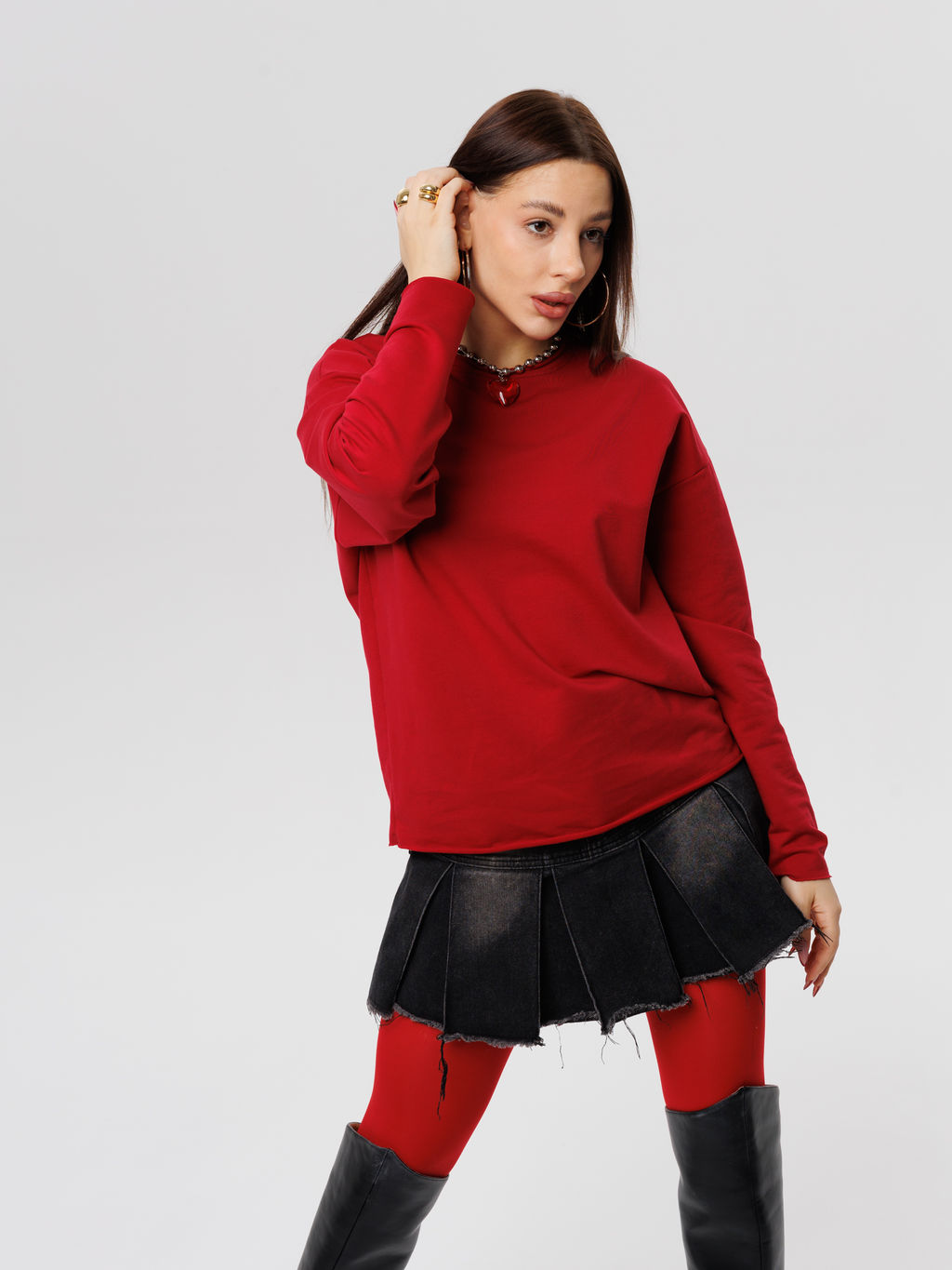 Женский лонгслив из футера 2-х нитки бордовый ВК-25 (15)