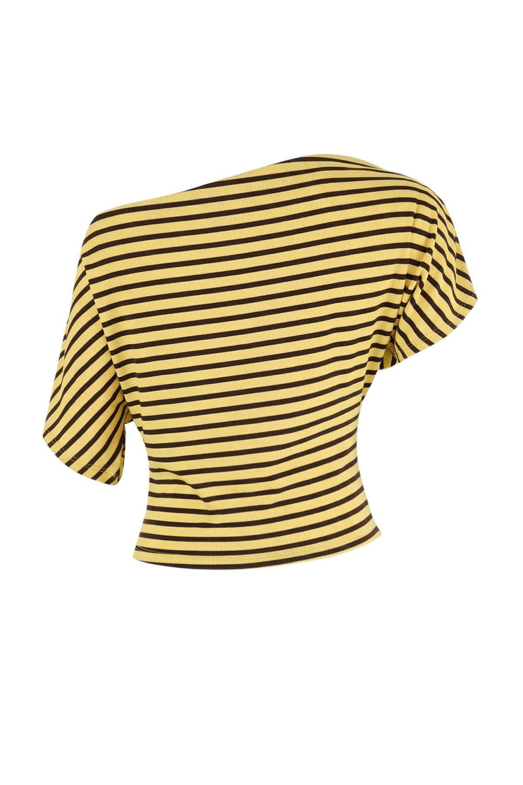 Lacivert Cizgili Regular Kal?p Asimetrik Yaka Buzgulu Crop Fitilli Esnek Orme Bluz TWOSS26BZ00376 - Trendyolmilla фото 4