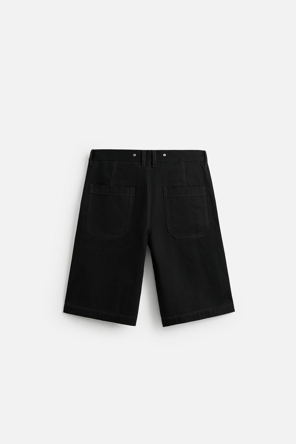 BAGGY FIT DENIM BERMUDA SHORTS WITH STITCHING - Zara фото 16