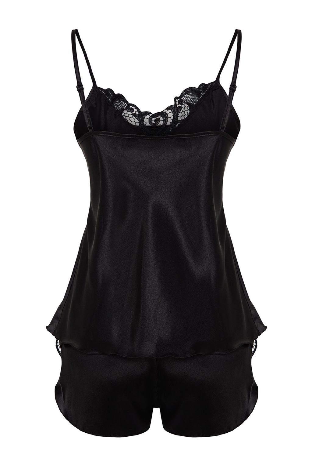 Trendyolmilla Siyah Dantelli Ip Ask?l? Saten Sortlu Dokuma Pijama Tak?m? THMAW21PT0843  фото 30