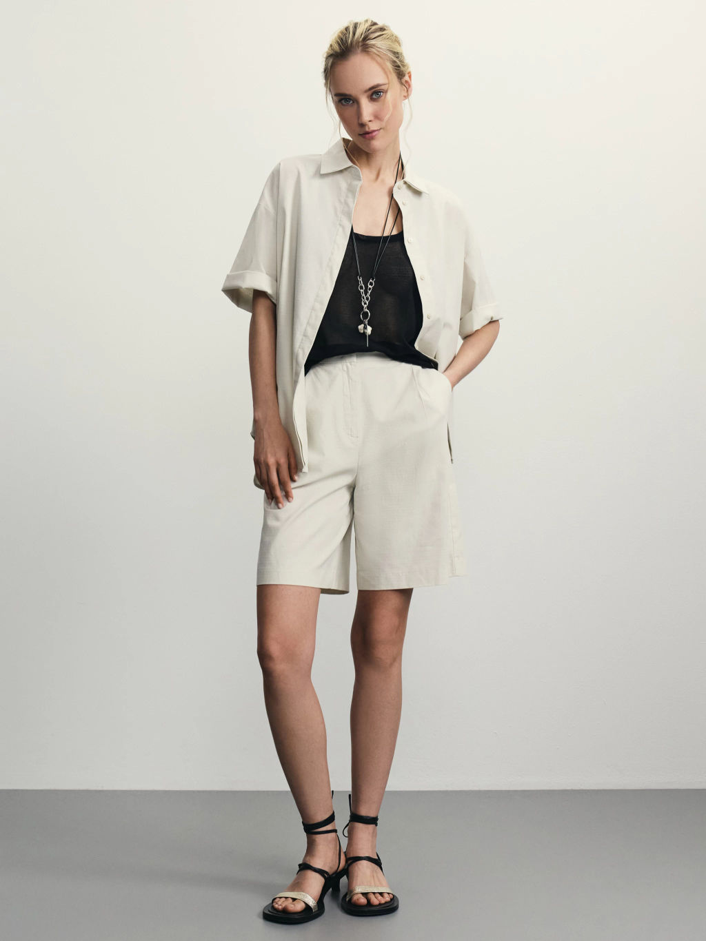 Рубашка прямого кроя из хлопка / Zarina  фото 2