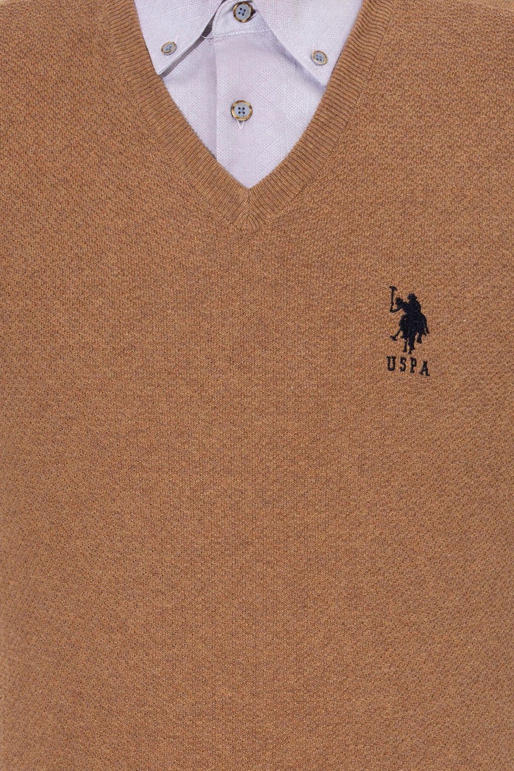 Мужской коричневый трикотажный свитер Basic - U.s. polo assn фото 6