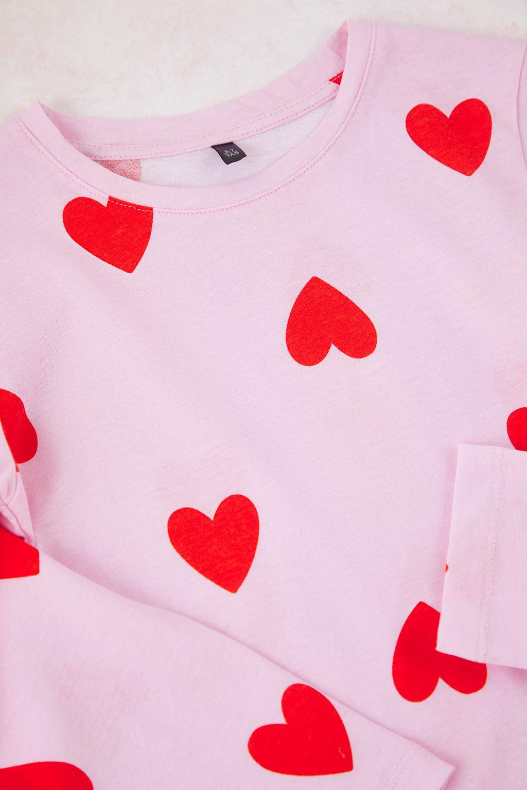 Pembe Yumusak Dokulu Pamuk Kalp Bask?l? Regular K?z Cocuk Orme Pijama Tak?m? TKDAW26PT00002 - Trendyolmilla фото 2