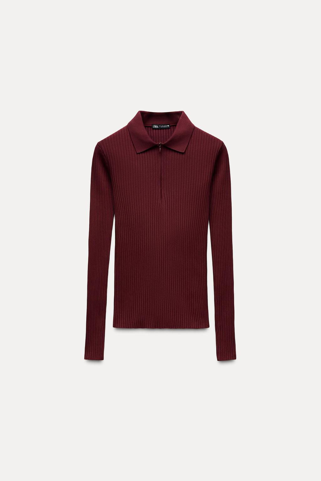 RIBBED POLO NECK T-SHIRT - Zara фото 17