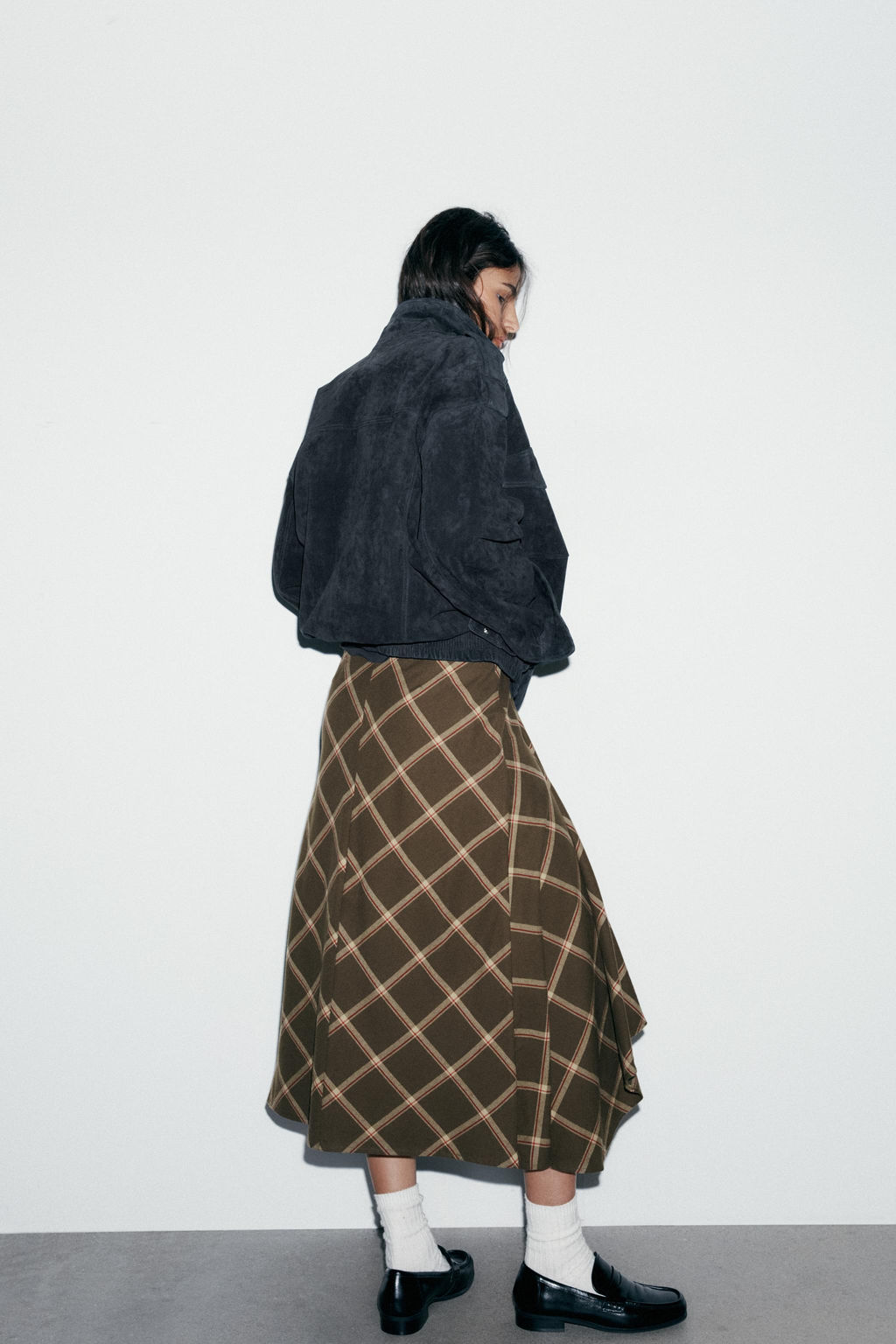 RUFFLE CHECK MIDI SKIRT - Zara фото 8