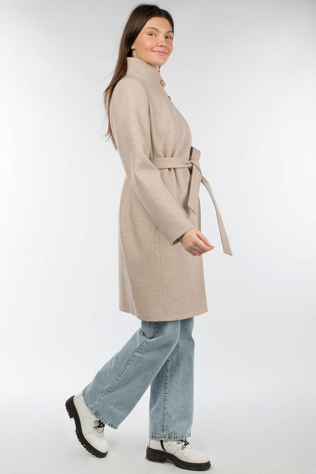 01-10257 Пальто женское демисезонное (пояс)