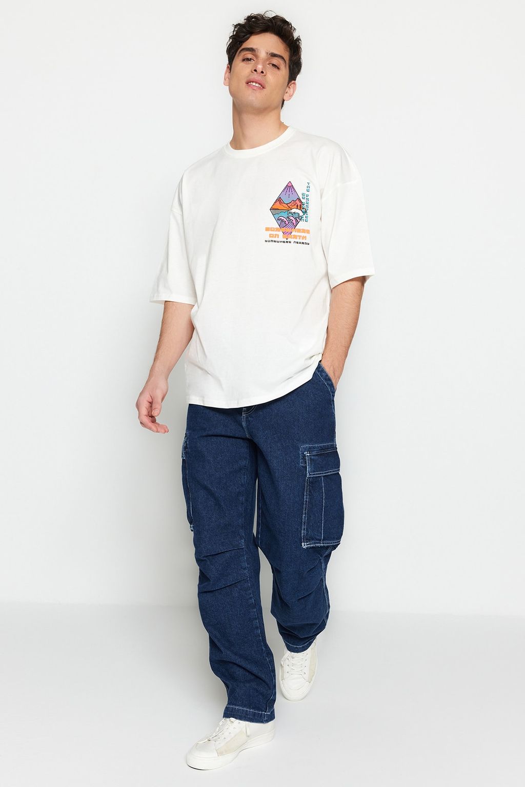 TRENDYOL MAN Gri Oversize Fit Kabaran Bask?l? %100 Pamuk T-Shirt TMNSS23TS00316 - Trendyolmilla фото 6