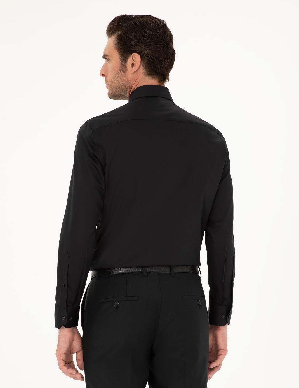 Черная классическая хлопковая рубашка приталенного кроя - Cacharel фото 5