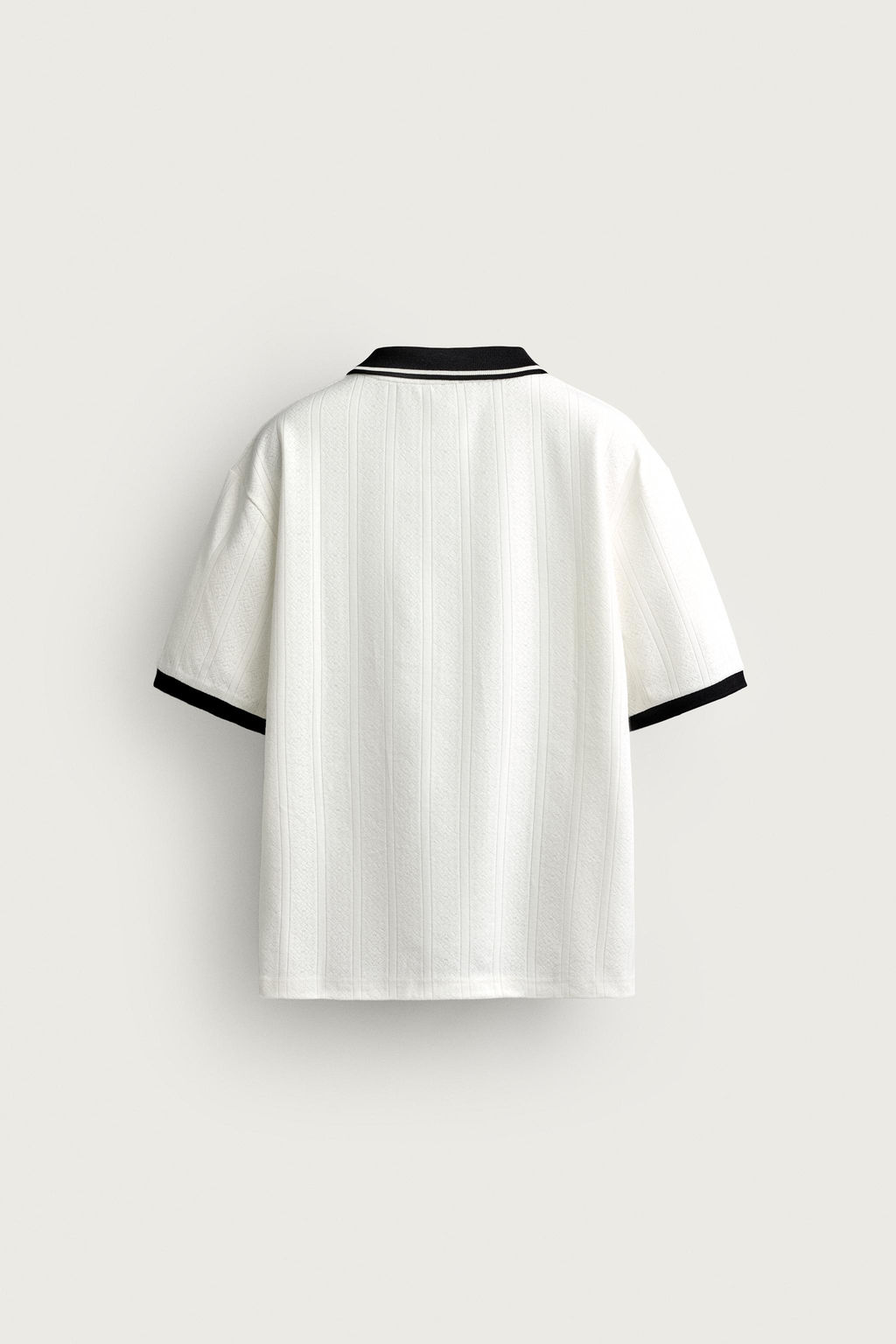 POLO RELAXED FIT  ESTRUCTURA TEXTO BORDADO / Blanco roto - Zara фото 8