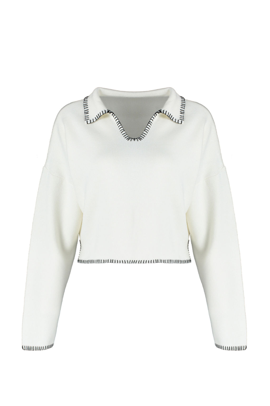 Ekru Polo Yaka Pamuklu Genis Kal?p Triko Kazak TWOAW24KZ00981 - Trendyolmilla фото 6