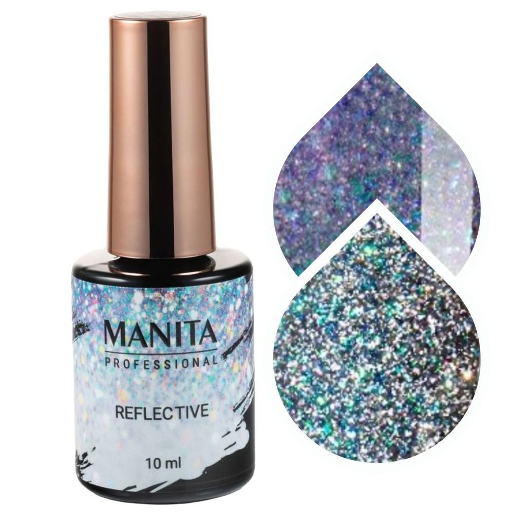 Manita Professional Гель-лак для ногтей светоотражающий с хлопьями юки / Multichrome Reflective №04, 10 мл MP101124  фото 2