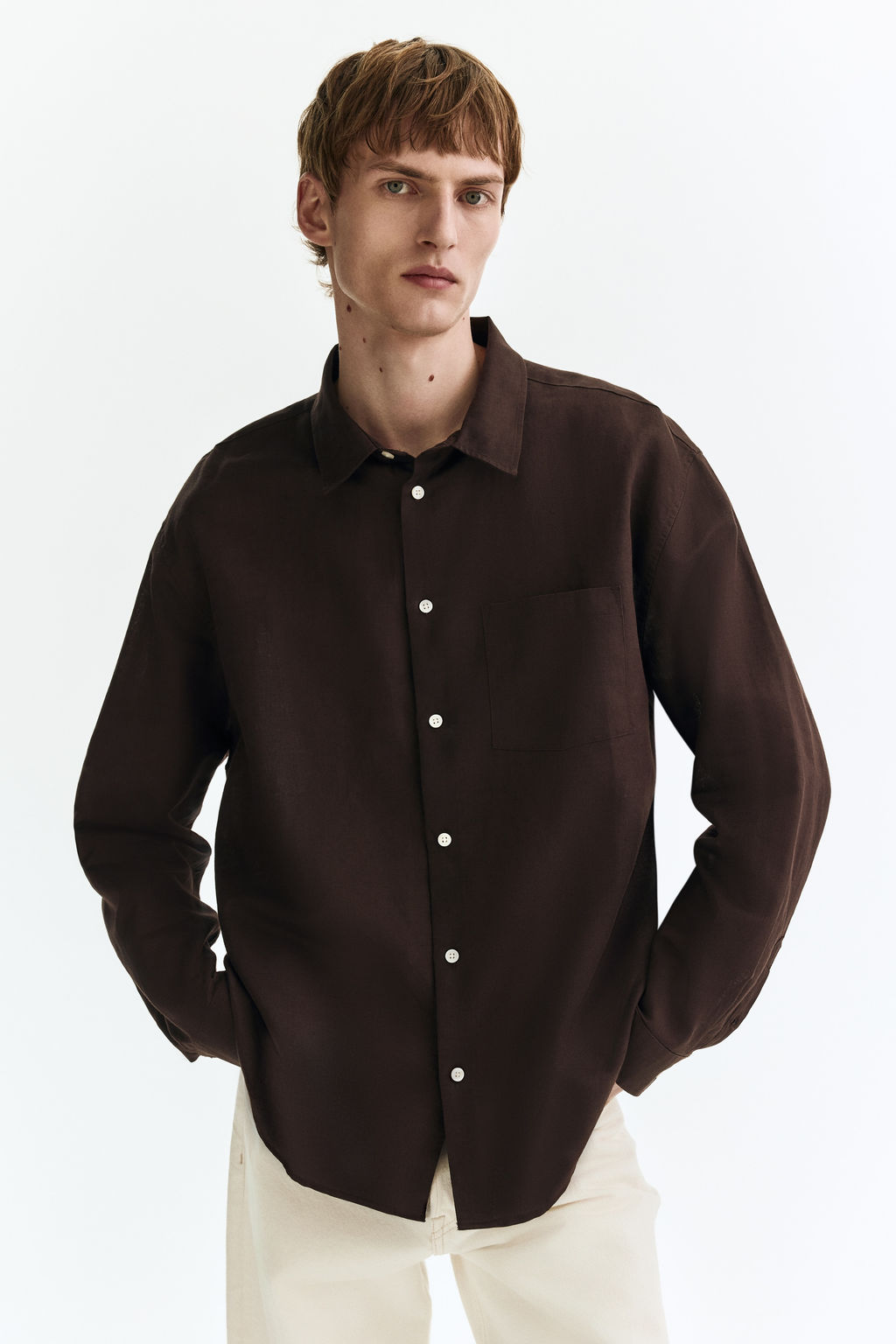Camisa en mezcla de lino Relaxed Fit - H&m фото 9