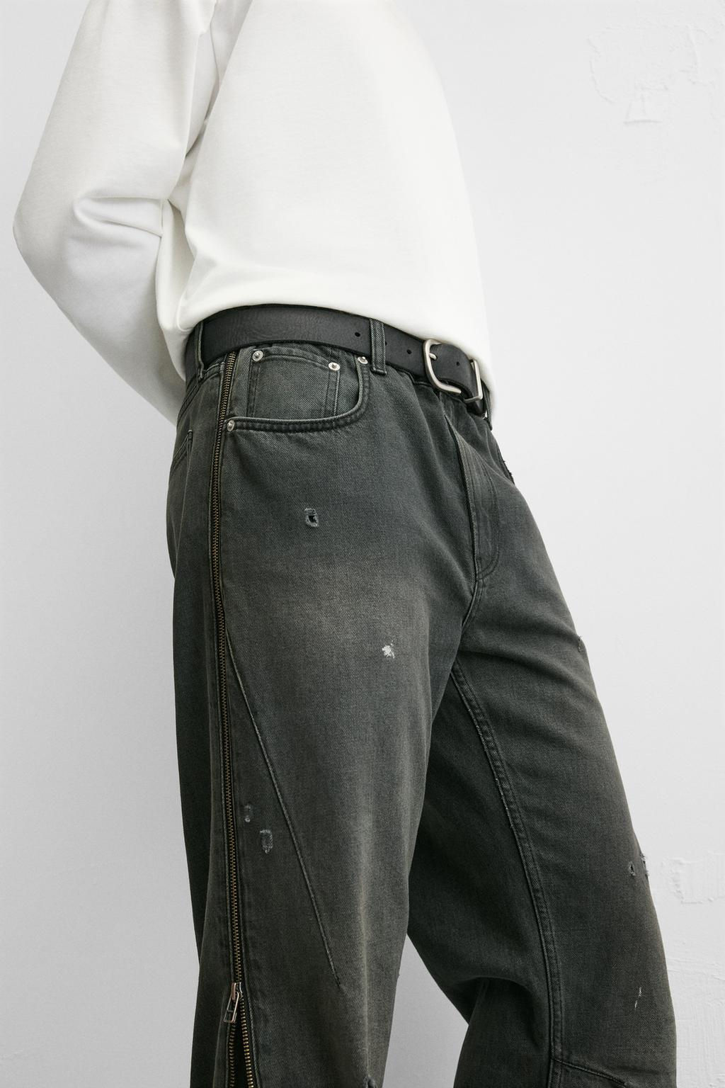 FLARE FIT JEANS WITH ZIPS - Zara фото 6