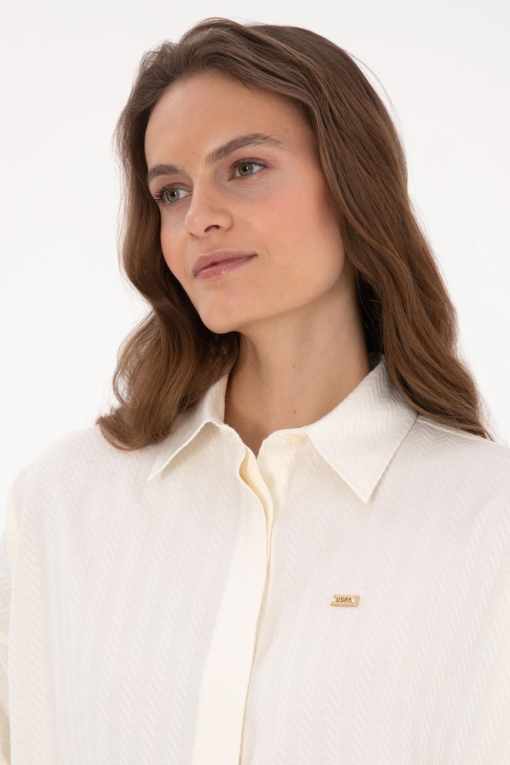 Kad_n Krem Uzun Kollu Oversize Desenli G_mlek - U.s. polo assn фото 2