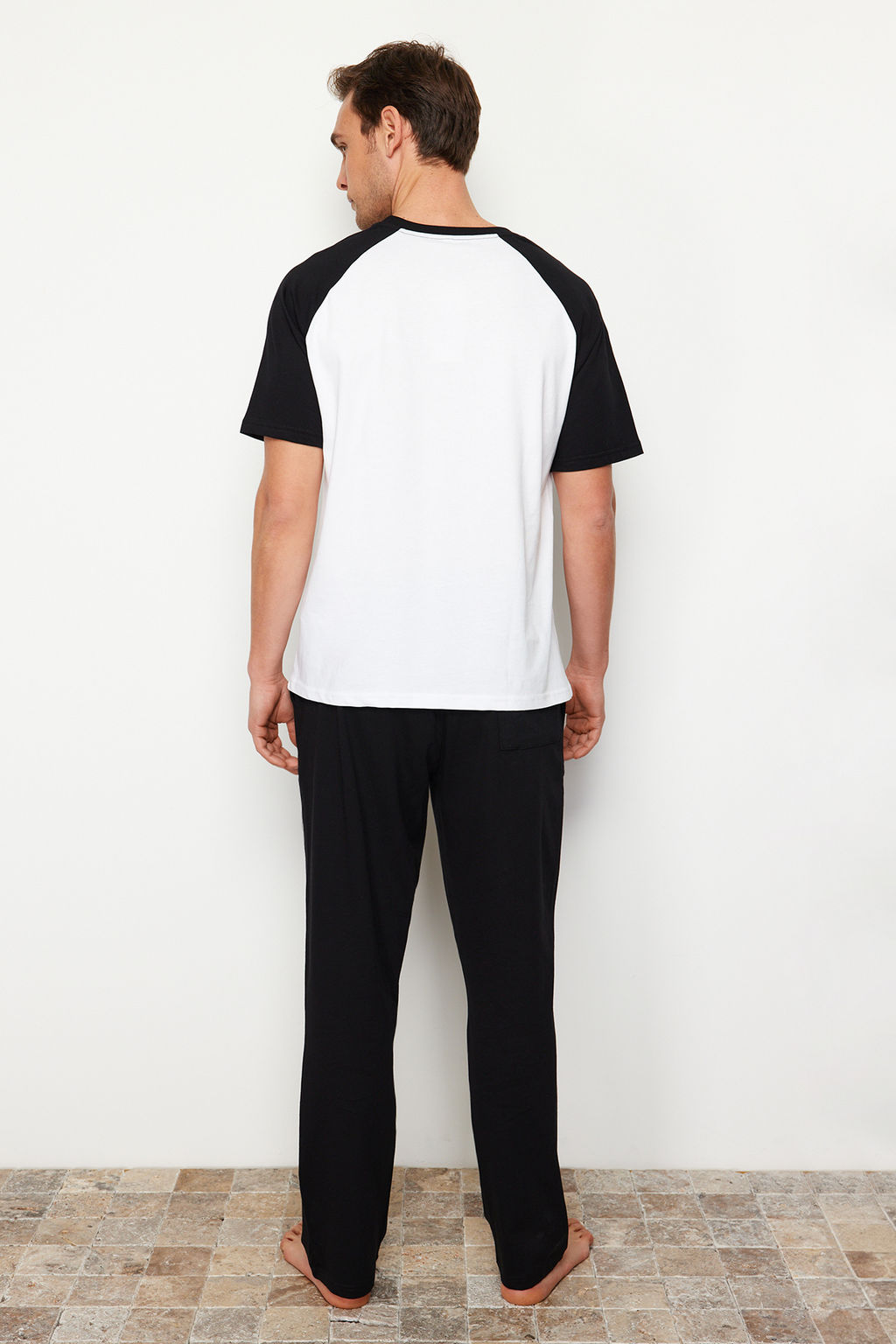 TRENDYOL MAN Siyah Beyaz Bask?l? Reglan Kol Regular Fit Orme Pijama Tak?m? TMNSS24PT00014 - Trendyolmilla фото 6