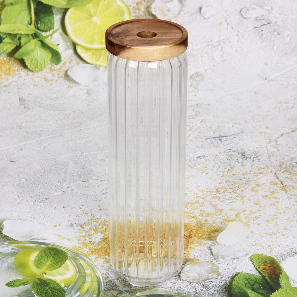 Банка для продуктов стеклянная 1900мл "Bella cucina" с крышкой из акации 9*30см