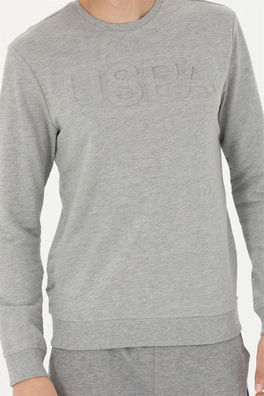 Мужская серая меланжская базовая толстовка Скюра в корзине в корзине - U.s. polo assn фото 6