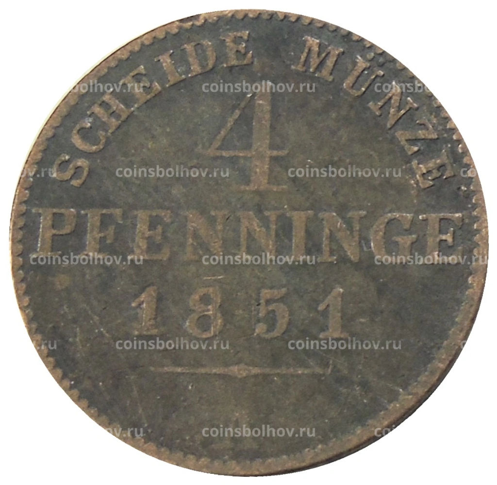 4 пфеннинга 1851 года A Германские государства  Пруссия