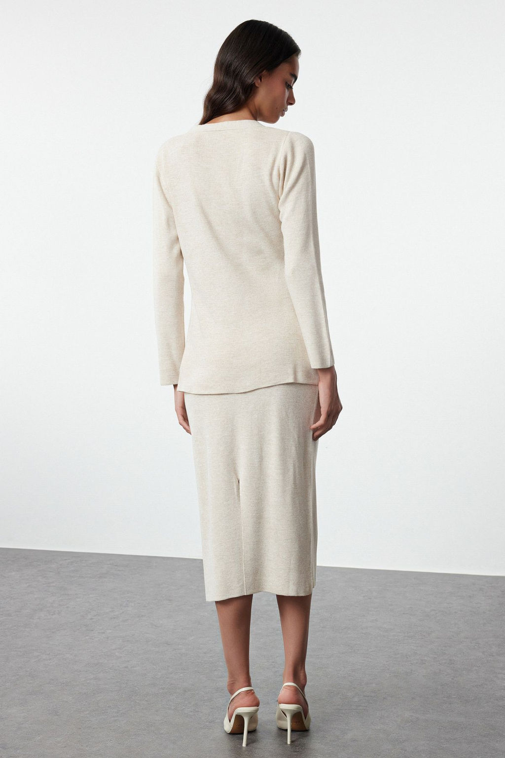 Bej Kahverengi Triko Alt-Ust Tak?m TWOAW25AU00011 - Trendyolmilla фото 5