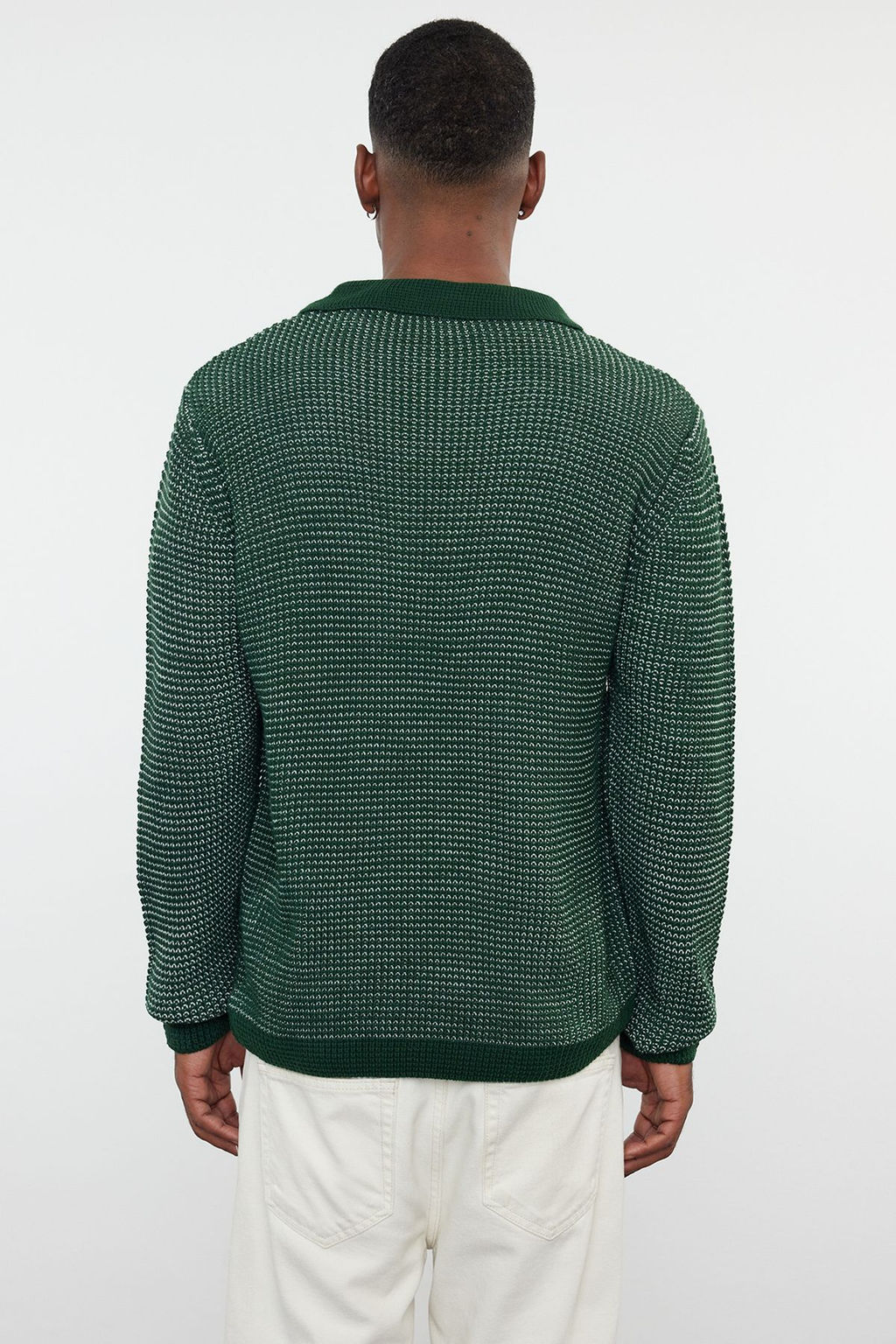 TRENDYOL MAN Gri Casual Regular Polo Yaka Dokulu Triko Kazak TMNAW25KZ00016 - Trendyolmilla фото 13