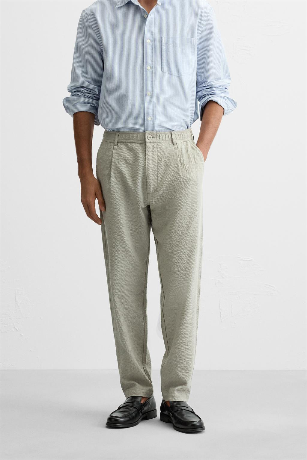 TEXTURED PLEATED TROUSERS - Zara фото 20