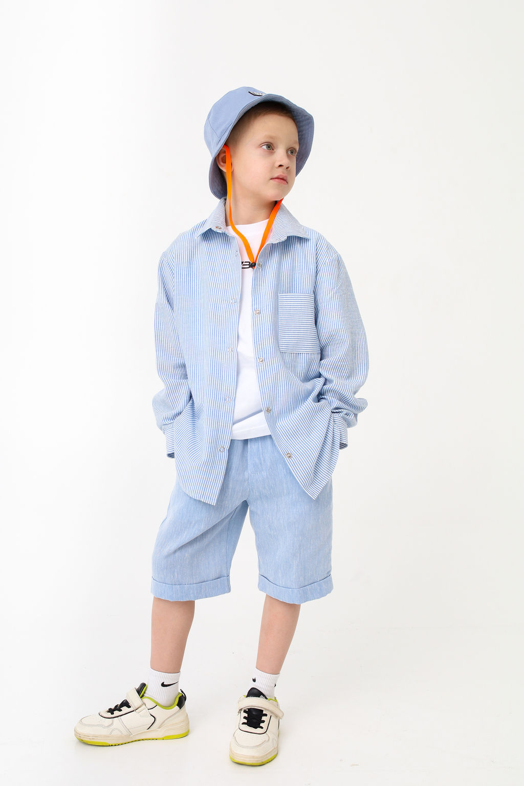 Рубашка-хенли Лен, голубой меланж - Inzibe фото 43