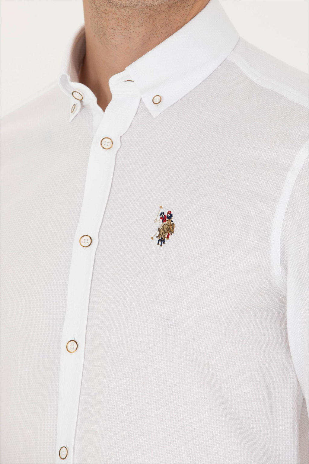 U. S. Polo Assn Мужская белая базовая рубашка с длинным рукавом - U.s. polo assn фото 7