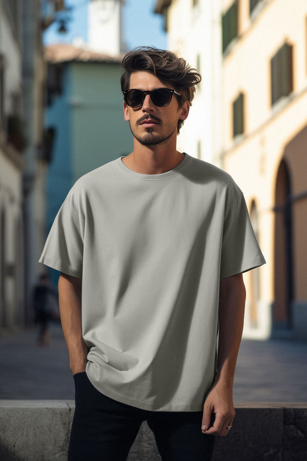 Gri Basic %100 Pamuklu Bisiklet Yaka Oversize/Genis Kesim K?sa Kollu T-Shirt TMNSS22TS0318