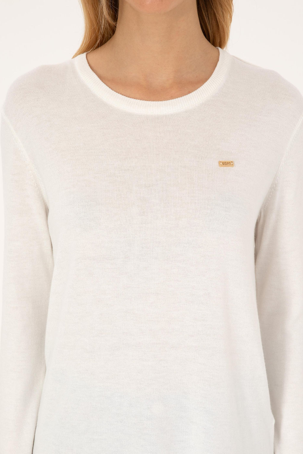 Kad_n Ekru Bisiklet Yaka Basic Kazak - U.s. polo assn фото 6