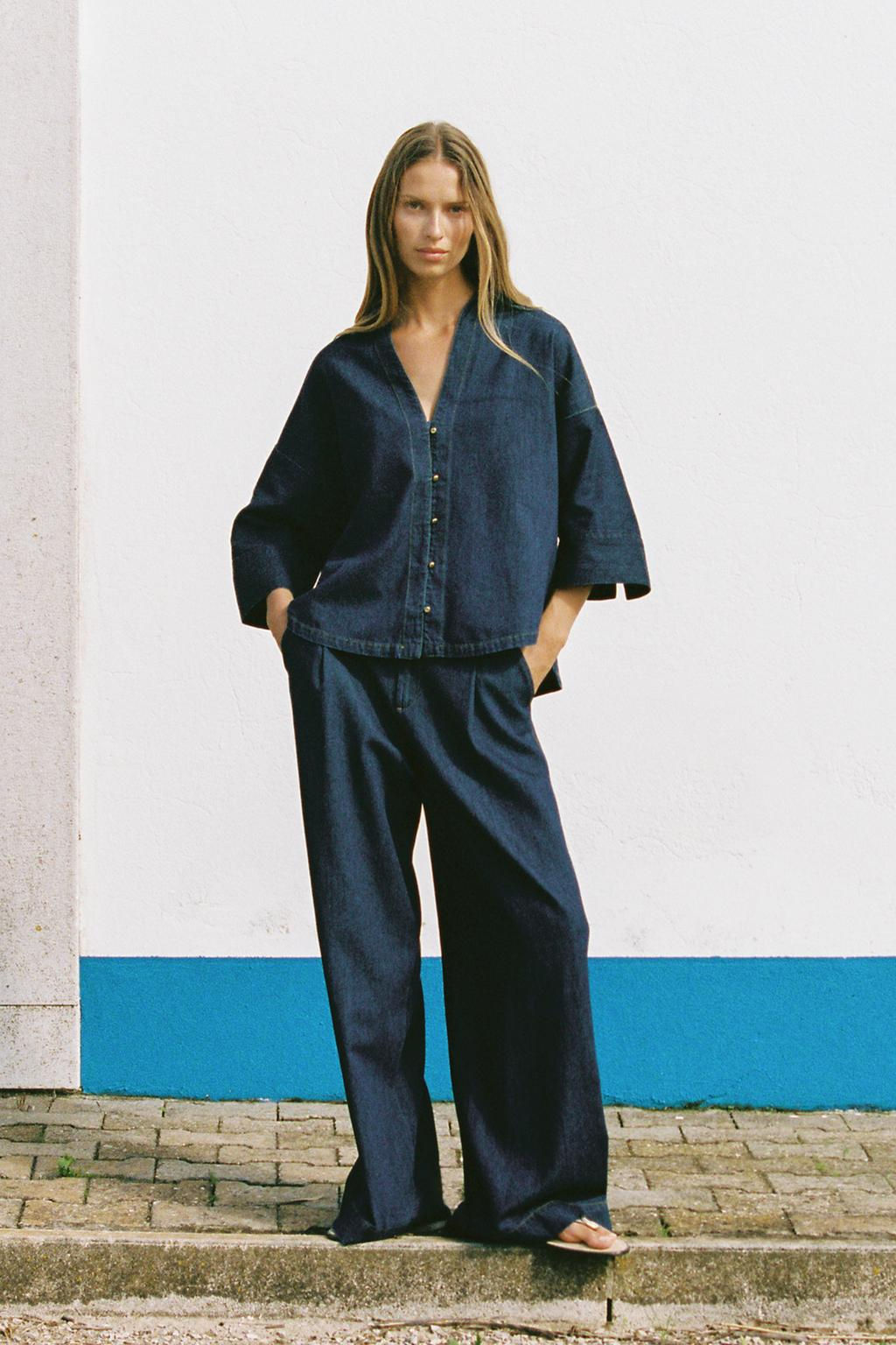 HIGH-WAIST WIDE-LEG TROUSERS WITH DARTS - Zara фото 8