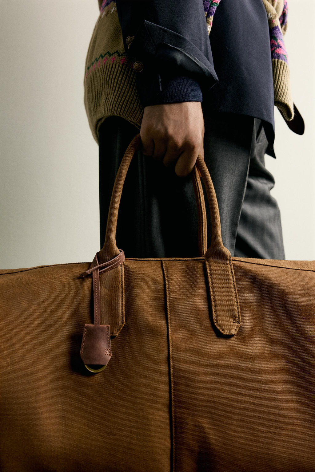BOLSO SHOPPER DETALLES PIEL / Marr?n Tabaco - Zara фото 3
