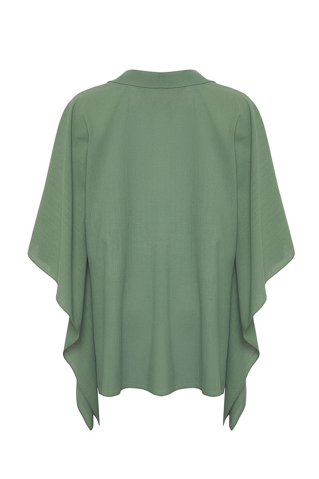 Haki Dokuma Baglama Detayl? Maxi Plaj Gomlek TBESS25GO00010