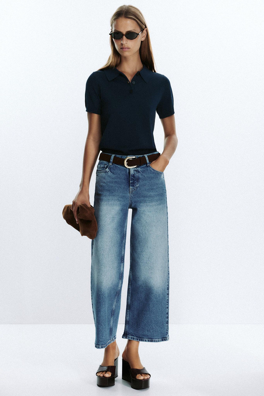 Z.10 HIGH-WAIST BELTED CULOTTES JEANS - Zara фото 21