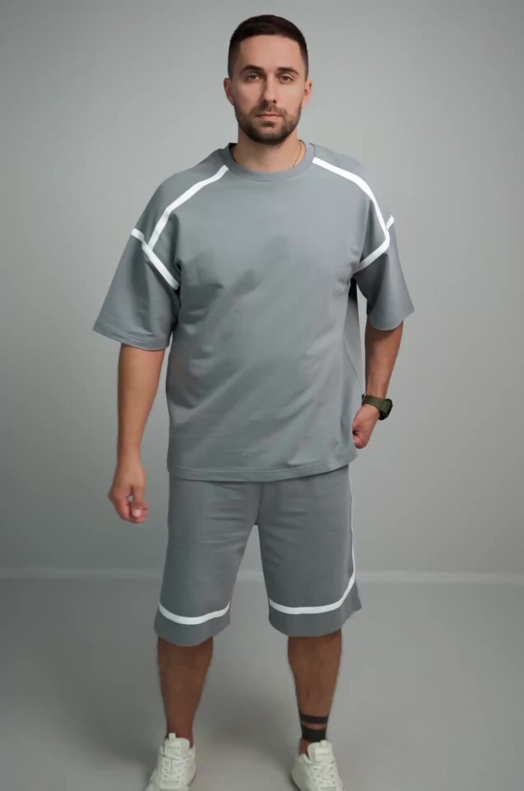 Мужской костюм оверсайз из футера двухнитки Happyfox  фото 45