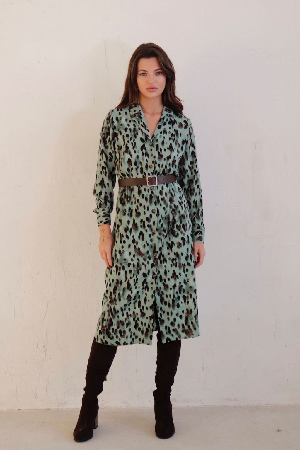 Платье-рубашка с английским воротником принт - Martichelli фото 125