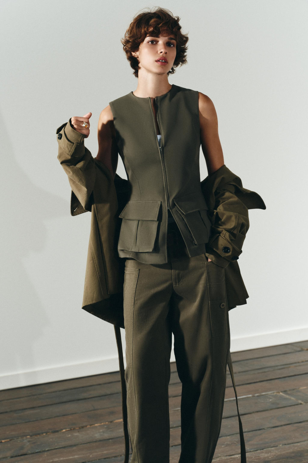 STRETCH COTTON TOP WITH POCKETS