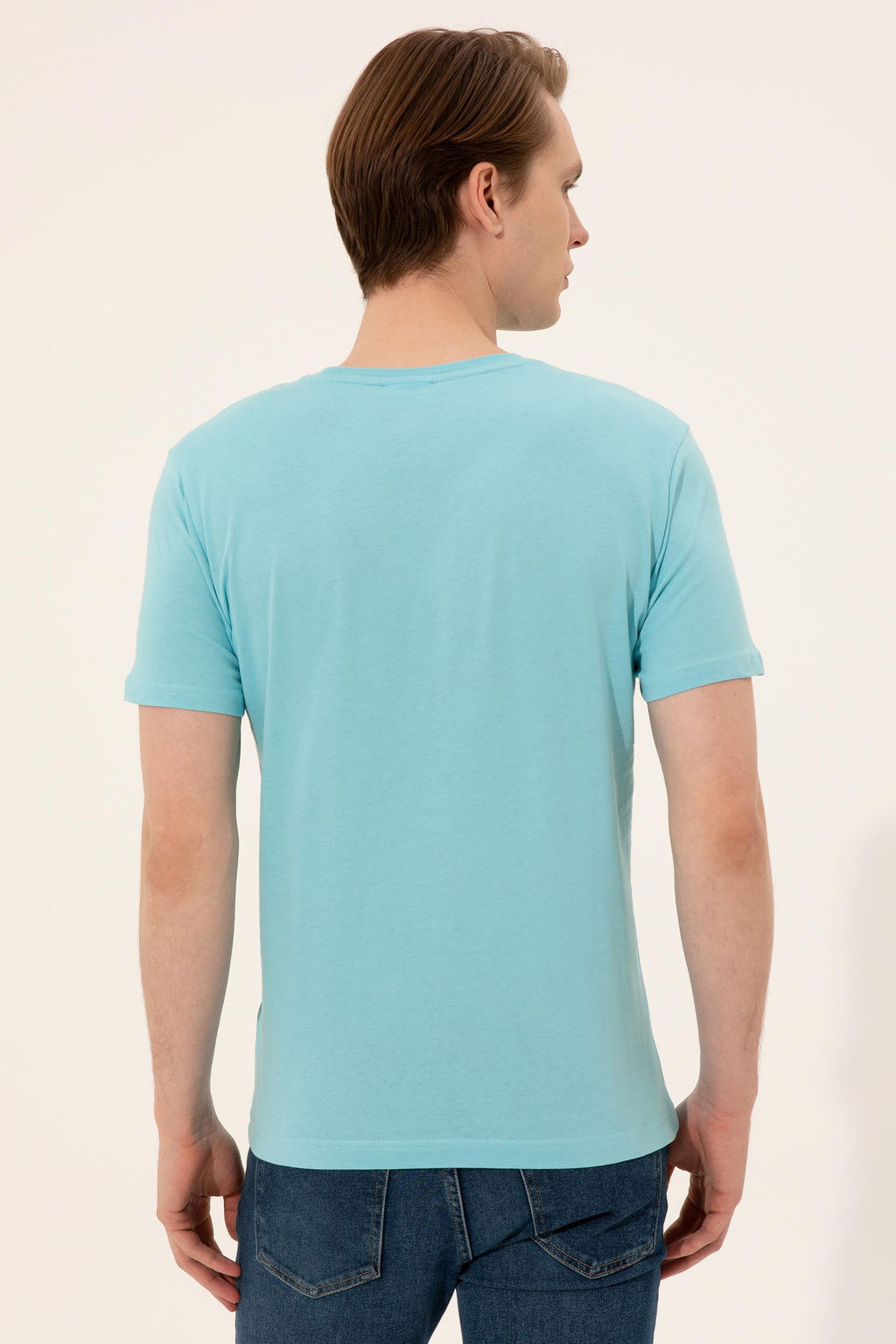 Erkek Turkuaz Bisiklet Yaka Ti__rt