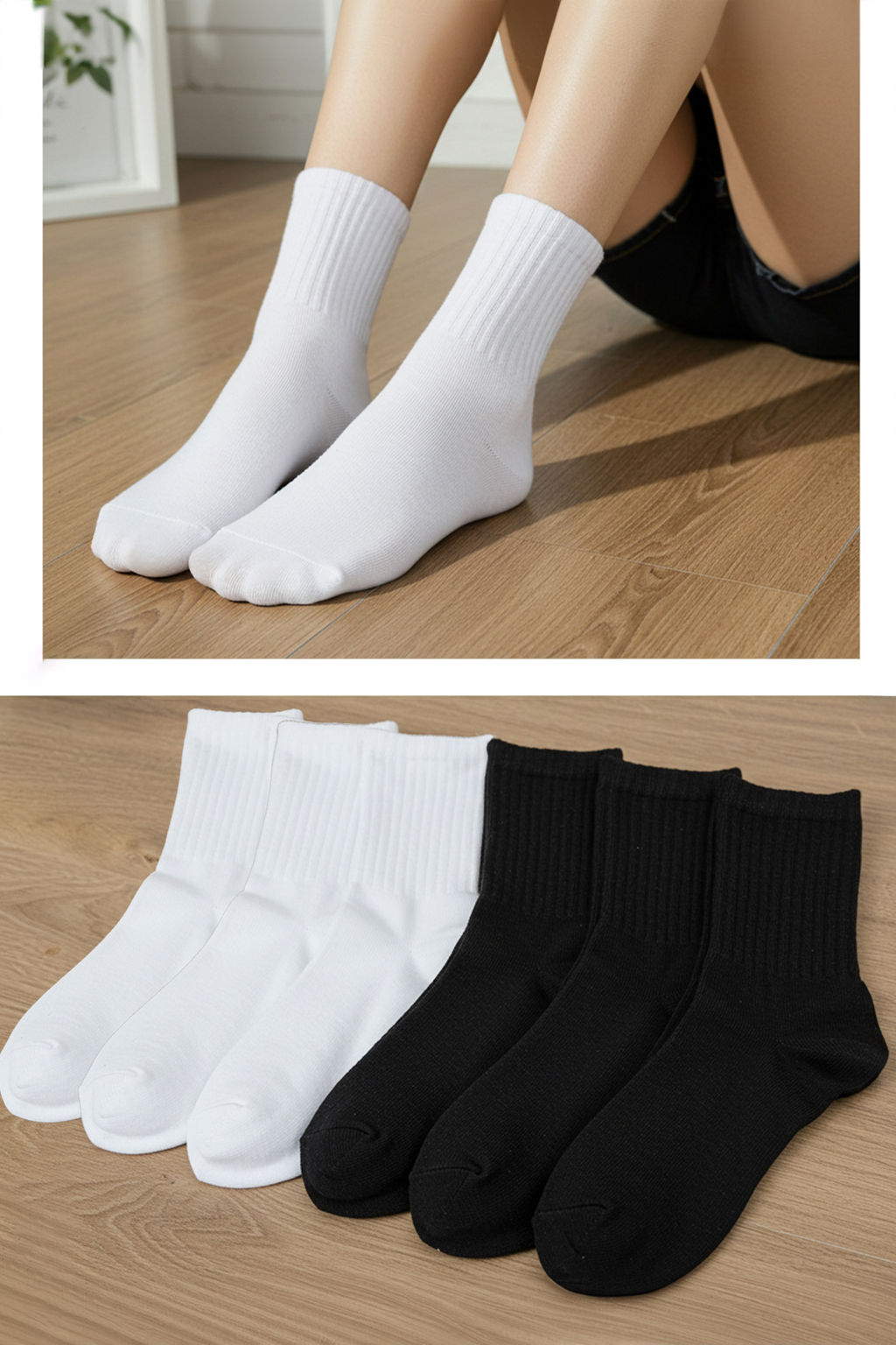 Trendyolmilla Siyah-Beyaz 6l? Paket Pamuklu Fitilli Orme Corap THMAW24CO00022  фото 10
