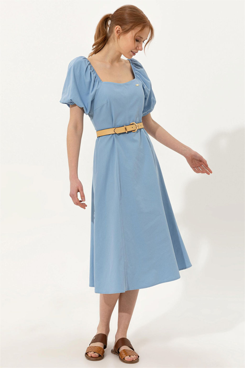 Женское синее тканое платье Неожиданная скидка в корзине - U.s. polo assn фото 3