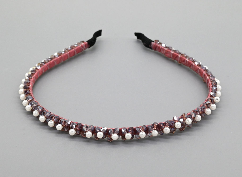 Ободок для волос с цирконом, цвет сиреневый