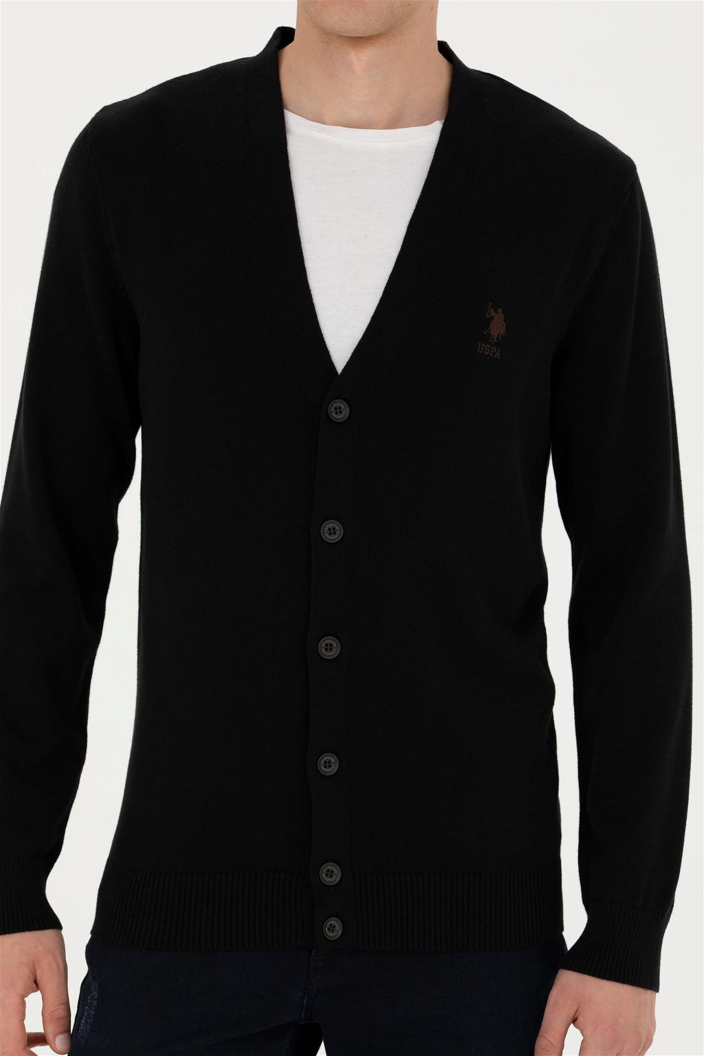 Мужской черный базовый трикотажный кардиган - U.s. polo assn фото 13