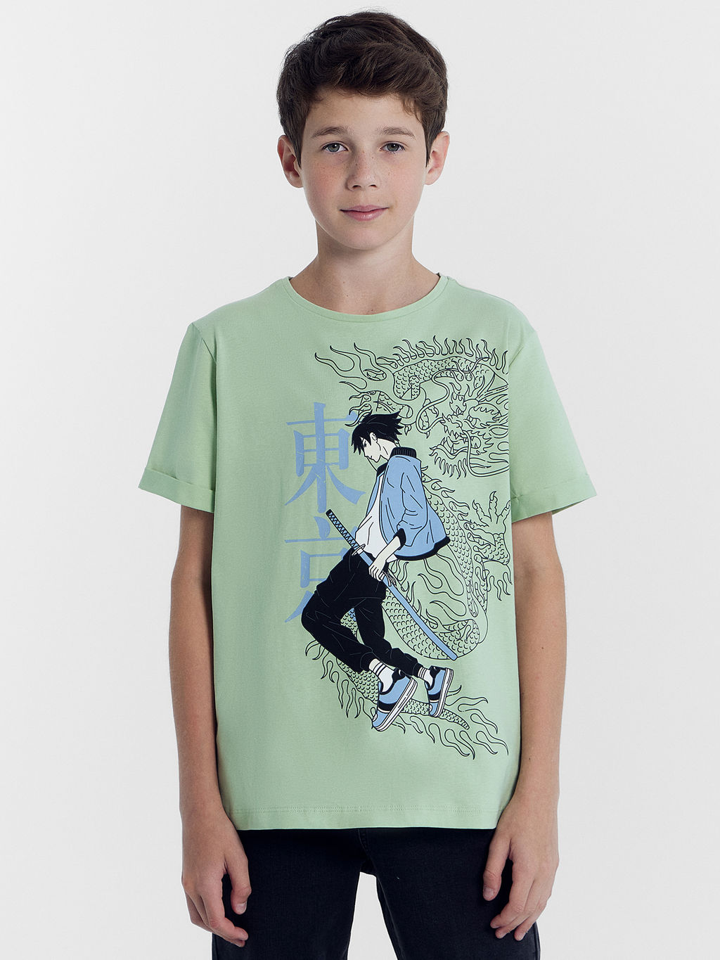 Футболка для мальчиков пыльно-зеленая с печатью - Mark formelle фото 2