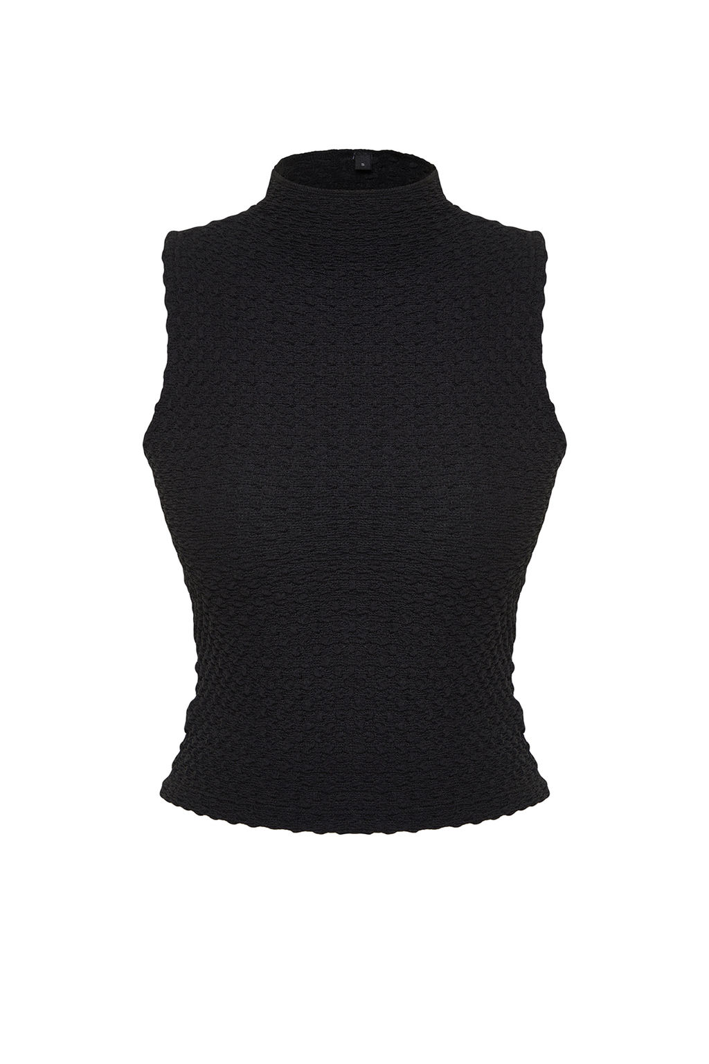 Siyah Dik Yaka Dokulu Kumas Fitted/Vucuda Oturan Esnek Orme Orme Bluz TWOSS24BZ00066 - Trendyolmilla фото 13